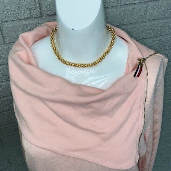 Tommy Hilfiger Women Pink Zippered Fold-over Neck Sweater Size L - Picture 6 of 10